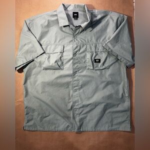Vans Off The Wall Button‑Up Shirt Men’s XL – Green Short Sleeve Utility Top